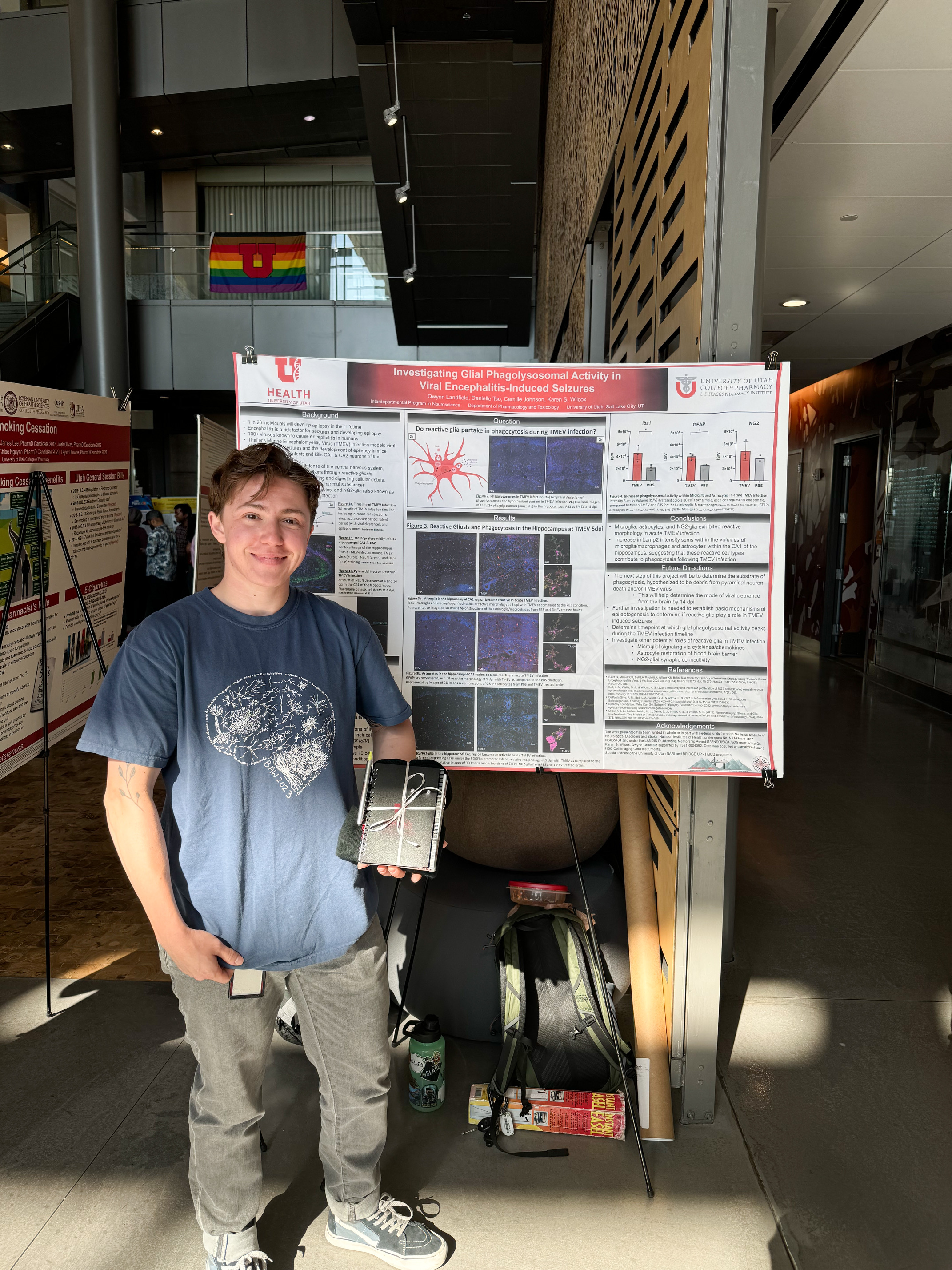 Qwynn in front of their poster